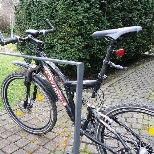 Fietsnietje van platstaal gepoedercoat in het grijs